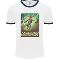 Downhill Mountain Biking DH Cycling Bicycle Mens Ringer T-Shirt White/Navy Blue