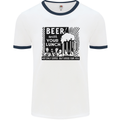 Beer with Your Lunch Funny Alcohol Mens White Ringer T-Shirt White/Navy Blue