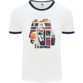 LGBT Onwards to Happiness Mens White Ringer T-Shirt White/Navy Blue