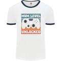 Mum Level Unlocked New Mommy Baby Born Mens White Ringer T-Shirt White/Navy Blue