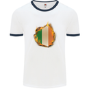 The Irish Tricolour Flag Fire Ireland Mens White Ringer T-Shirt White/Navy Blue