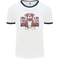 Pitbull I Will Find and Lick You Funny Mens White Ringer T-Shirt White/Navy Blue