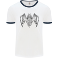 Serpent Dragon Gothic Fantasy Heavy Metal Mens White Ringer T-Shirt White/Navy Blue