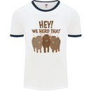 We Herd That Funny Cow Mens White Ringer T-Shirt White/Navy Blue