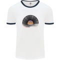 Vinyl Sunset Record LP Turntable Music Mens White Ringer T-Shirt White/Navy Blue