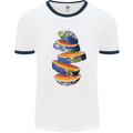 Our Orange Planet Earth Mens White Ringer T-Shirt White/Navy Blue