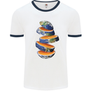 Our Orange Planet Earth Mens White Ringer T-Shirt White/Navy Blue