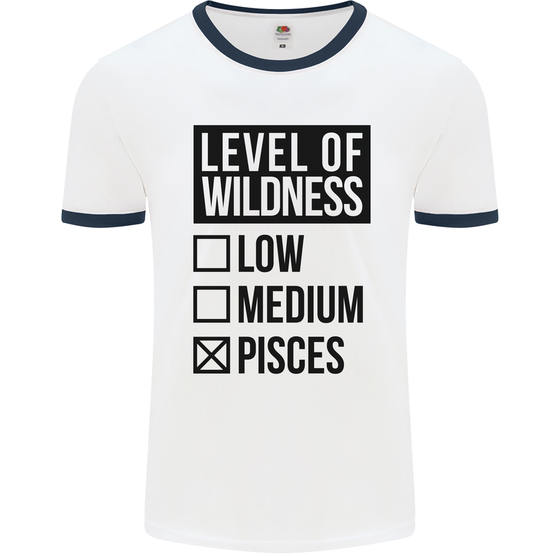 Levels of Wildness Pisces Mens White Ringer T-Shirt White/Navy Blue