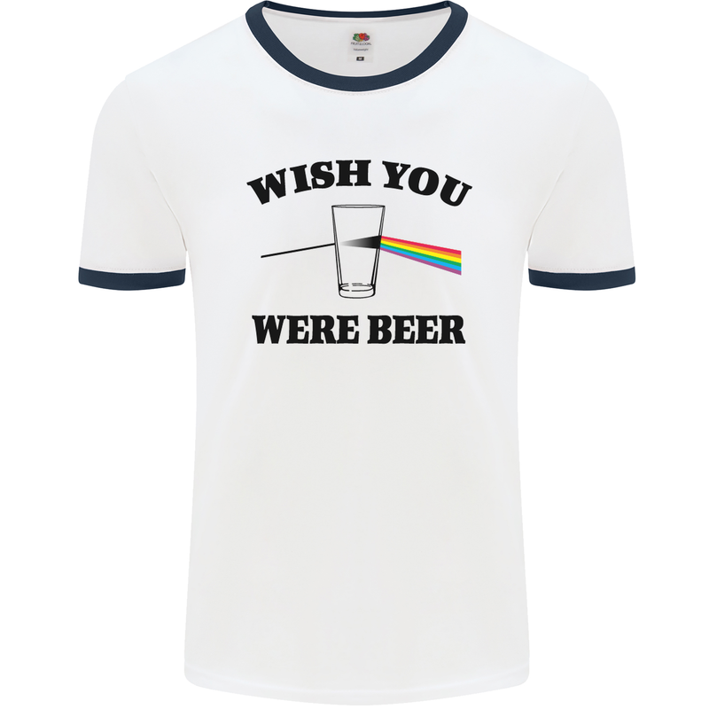 Wish You Were Beer St Patricks Day Alcohol Mens White Ringer T-Shirt White/Navy Blue