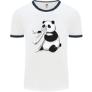 A Funny Panda Bear Mens Ringer T-Shirt White/Navy Blue