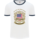 All Men Are Born Equal American America USA Mens White Ringer T-Shirt White/Navy Blue