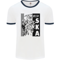 Can't Stop 2-Tone British SKA 2Tone Mens White Ringer T-Shirt White/Navy Blue