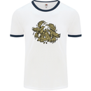 Valknut Symbol With Ravens Vikings Mens White Ringer T-Shirt White/Navy Blue