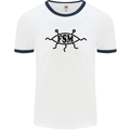 FSM Church Flying Spagetti Monster Atheist Mens White Ringer T-Shirt White/Navy Blue