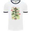 Weed Plant Cannabis Bud Drugs Marijuana Mens White Ringer T-Shirt White/Navy Blue