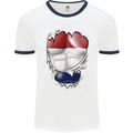 Gym The Dutch Flag Ripped Muscles Holland Mens White Ringer T-Shirt White/Navy Blue