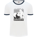 Climate Change Polar Bears Environment Mens Ringer T-Shirt White/Navy Blue