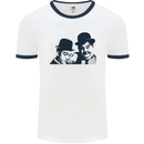 Laurel & Hardy AKA Dick and Doof Mens White Ringer T-Shirt White/Navy Blue