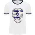 Gym The Israeli Flag Ripped Muscles Israel Mens White Ringer T-Shirt White/Navy Blue