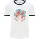 Sagittarius Dinosaur Pterosaurs Star Sign Mens Ringer T-Shirt White/Navy Blue