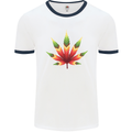 Cannabis Leaf Weed Drugs Marijuana Weed Mens White Ringer T-Shirt White/Navy Blue