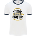 The Time or Crayons Funny Sarcastic Slogan Mens White Ringer T-Shirt White/Navy Blue