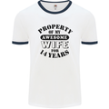 14th Wedding Anniversary 14 Year Funny Wife Mens Ringer T-Shirt White/Navy Blue