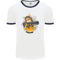 Anime Gun Girl Mens Ringer T-Shirt White/Navy Blue
