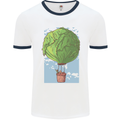 Funny Lettuce Hot Air Balloon Mens White Ringer T-Shirt White/Navy Blue