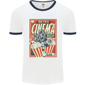 Retro Cinema Movie Night Films & TV Mens White Ringer T-Shirt White/Navy Blue