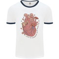 Mushroom Heart Foraging Mycology Mens Ringer T-Shirt White/Navy Blue