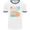 Pluto Never Forget Space Planet Astronomy Mens White Ringer T-Shirt White/Navy Blue