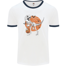 Dinosaur Halloween T-Rex Mens White Ringer T-Shirt White/Navy Blue