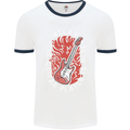 Here Comes the Guitar Player Guitarist Mens White Ringer T-Shirt White/Navy Blue