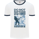 Fishing Do Not Disturb Funny Fisherman Mens White Ringer T-Shirt White/Navy Blue
