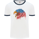 American Eagle USA Flag July 4th Mens White Ringer T-Shirt White/Navy Blue