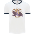 Taurus Star Sign Zodiac Astrological Mens Ringer T-Shirt White/Navy Blue