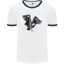 A Vulture Illustration Birds of Prey Mens Ringer T-Shirt White/Navy Blue
