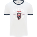 Legendary British Scooter Motorcycle MOD Mens White Ringer T-Shirt White/Navy Blue