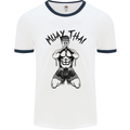 Muay Thai Fighter Mixed Martial Arts MMA Mens White Ringer T-Shirt White/Navy Blue