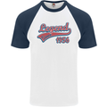 Legend Since 67th Birthday 1956 Mens S/S Baseball T-Shirt White/Navy Blue