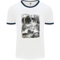 Kiss of Death Pirates Sailing Sailor Mens White Ringer T-Shirt White/Navy Blue