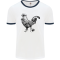 Rooster Camera Photography Photographer Mens White Ringer T-Shirt White/Navy Blue