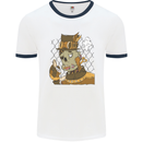 Steampunk Zombie Halloween Mens Ringer T-Shirt White/Navy Blue