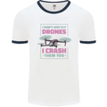 I Crash Them Too Funny Drone Pilot Mens Ringer T-Shirt White/Navy Blue
