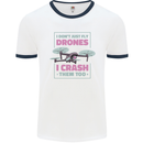 I Crash Them Too Funny Drone Pilot Mens Ringer T-Shirt White/Navy Blue
