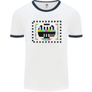 TV Test Pattern as Worn by Mens White Ringer T-Shirt White/Navy Blue