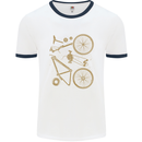Bicycle Parts Cycling Cyclist Bike Funny Mens White Ringer T-Shirt White/Navy Blue