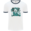 A Gothic Zombie Teddy Bear Halloween Mens Ringer T-Shirt White/Navy Blue