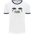 Floki Eyes Vikings Valhalla Odin Mens White Ringer T-Shirt White/Navy Blue